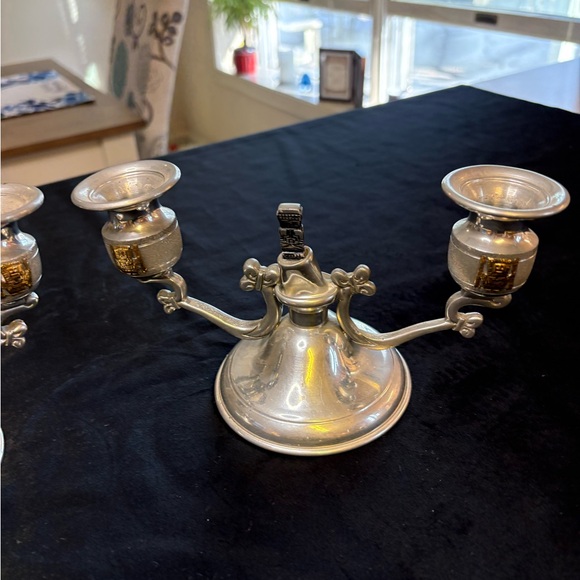 Vintage Pewter Chamberstick Candle Holder Set of 2 - Picture 3 of 13